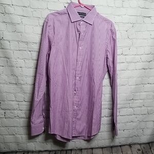 Ralph Lauren Men's tailored Fit Lavender/white Striped Dress Shirt Size 16.5 EUC
